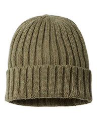 Atlantis Headwear SHORE Sustainable Cable Knit Cuffed Beanie - Olive - Olive / One Size Fits Most