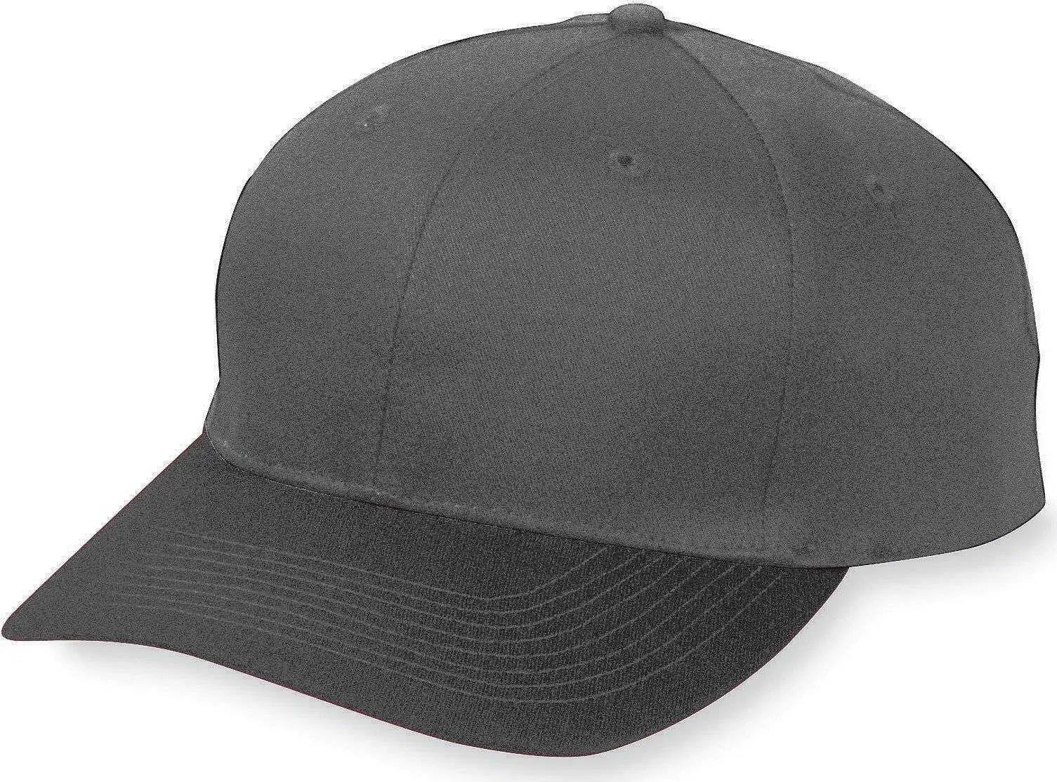 Augusta 6206 Six-Panel Cotton Twill Low-Profile Cap - Youth - Black - Black / One Size Fits Most