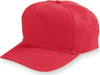 Augusta 6207 Five-Panel Cotton Twill Cap - Youth - Red - Red / One Size Fits Most