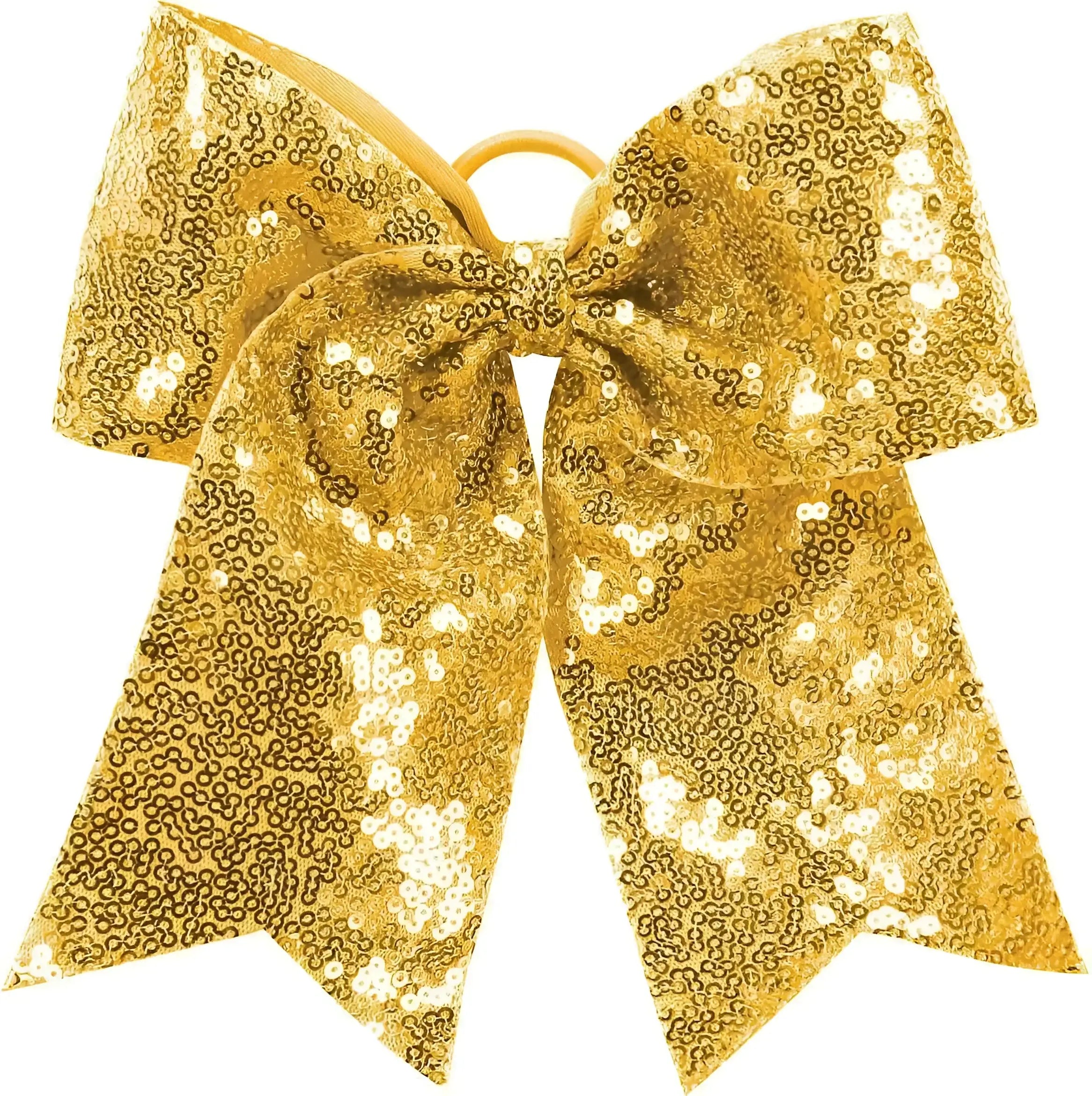 Augusta 6702 Sequin Cheer Hair Bow - Gold - Gold / One Size Fits Most