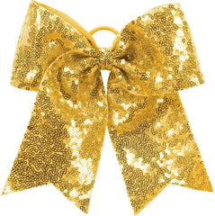 Augusta 6702 Sequin Cheer Hair Bow - Gold - Gold / One Size Fits Most