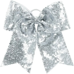 Augusta 6702 Sequin Cheer Hair Bow - Silver Grey - Light Gray / One Size Fits Most