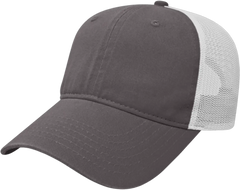 Cap America I1077 Washed Chino Twill & Washed Soft Mesh Cap - Charcoal White - Charcoal White / One Size Fits Most