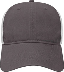 Cap America I1077 Washed Chino Twill & Washed Soft Mesh Cap - Charcoal White - Charcoal White / One Size Fits Most