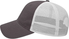 Cap America I1077 Washed Chino Twill & Washed Soft Mesh Cap - Charcoal White - Charcoal White / One Size Fits Most