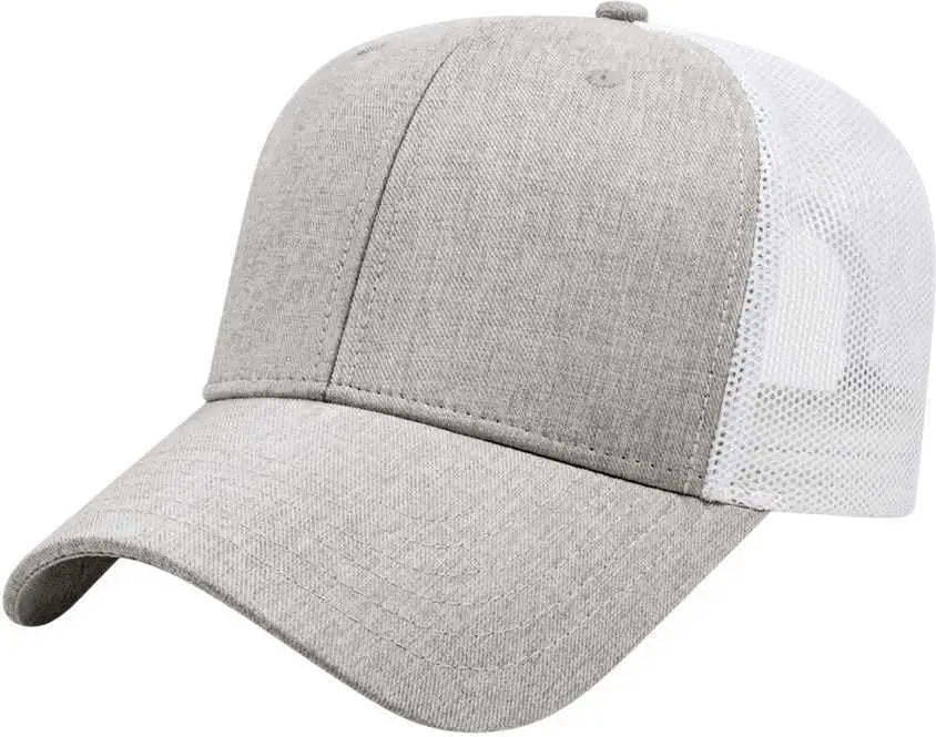 Cap America I1081 Heathered Polyester with Ultra Soft Mesh Back Cap - Gray White - Gray White / One Size Fits Most