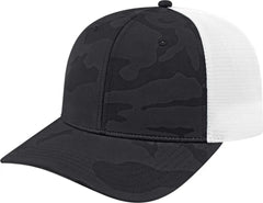 Cap America i2024 Nylon Blend Camo Trucker Mesh Back Cap - Black White - Black White / One Size Fits Most