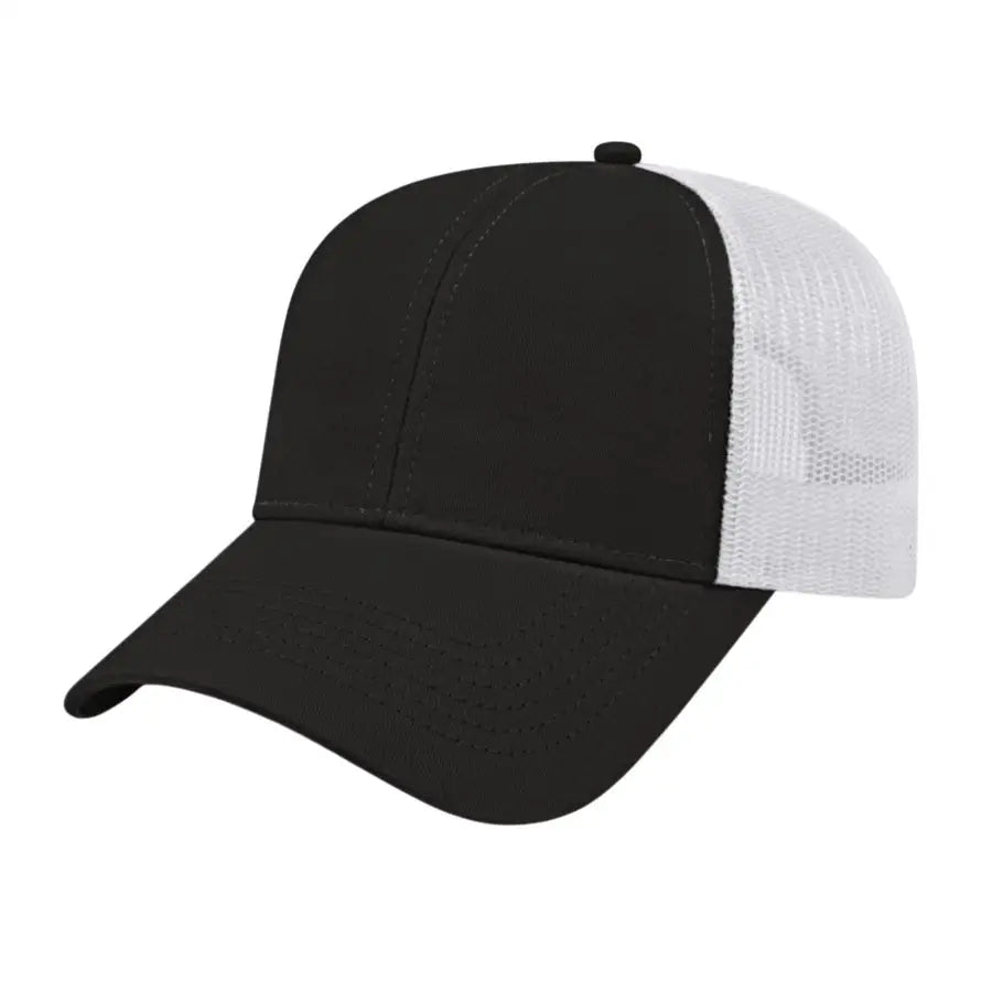 Cap America I3025 Two Tone Mesh Back Cap - Black White - Black White / One Size Fits Most
