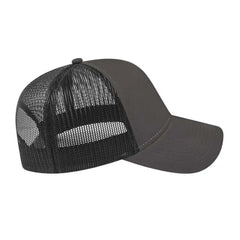 Cap America I3025 Two Tone Mesh Back Cap - Charcoal Black - Dark Gray Black / One Size Fits Most