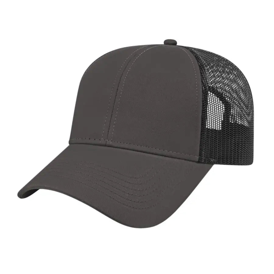 Cap America I3025 Two Tone Mesh Back Cap - Charcoal Black - Dark Gray Black / One Size Fits Most