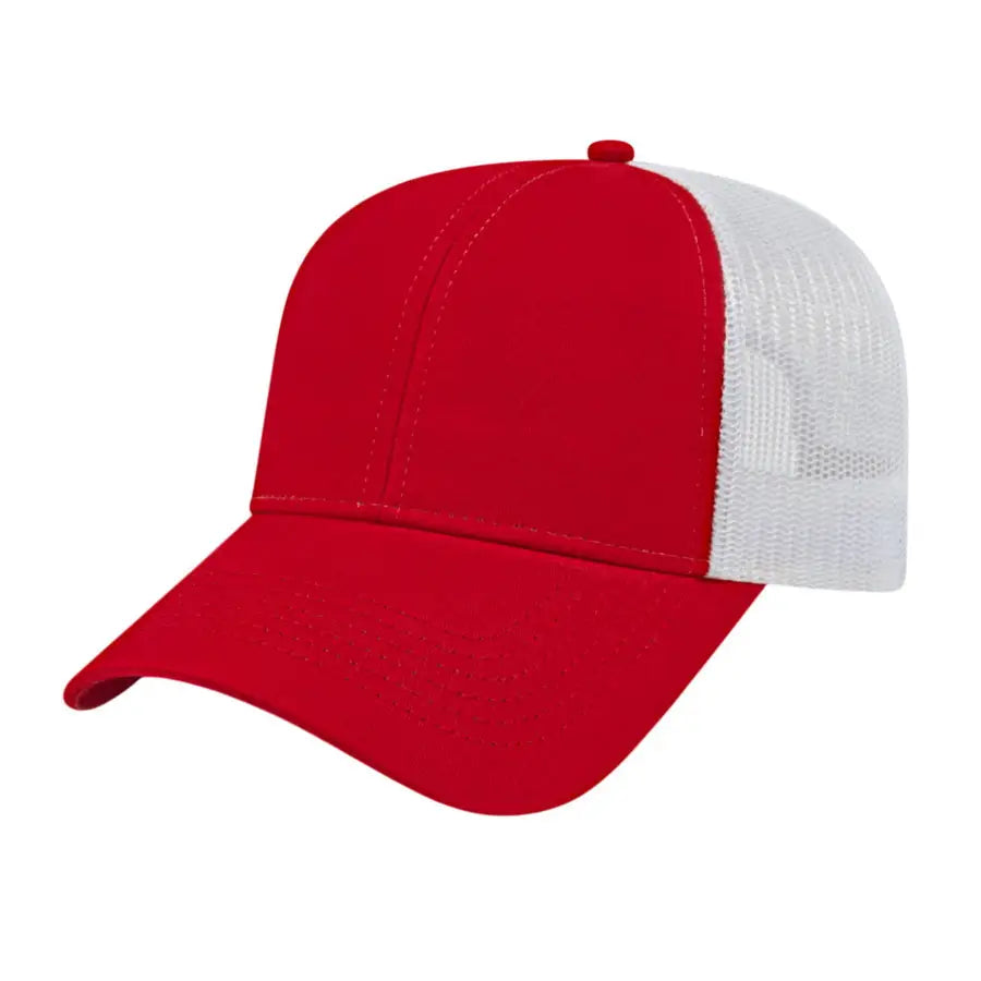 Cap America I3025 Two Tone Mesh Back Cap - Red White - Red White / One Size Fits Most