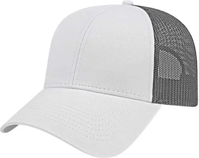 Cap America I3025 Two Tone Mesh Back Cap - White Charcoal - White Dark Gray / One Size Fits Most