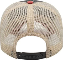 Cap America I3027 Washed Pigment Dyed with Washed Mesh Cap - Black Red Stone - Black Red Ivory / One Size Fits Most