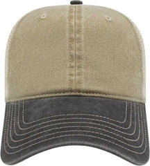 Cap America I3027 Washed Pigment Dyed with Washed Mesh Cap - Khaki Black Stone - Khaki Black / One Size Fits Most