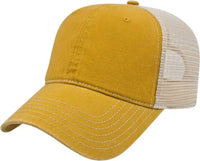 Cap America I3027 Washed Pigment Dyed with Washed Mesh Cap - Mustard Stone - Gold Ivory / One Size Fits Most