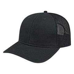 Cap America I3028 Modified Flat Bill with Mesh Back Cap - Black Black - Black / One Size Fits Most
