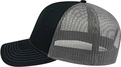 Cap America I3028 Modified Flat Bill with Mesh Back Cap - Black Charcoal - Black Dark Gray / One Size Fits Most