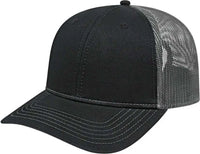 Cap America I3028 Modified Flat Bill with Mesh Back Cap - Black Charcoal - Black Dark Gray / One Size Fits Most