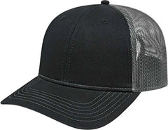 Cap America I3028 Modified Flat Bill with Mesh Back Cap - Black Charcoal - Black Dark Gray / One Size Fits Most
