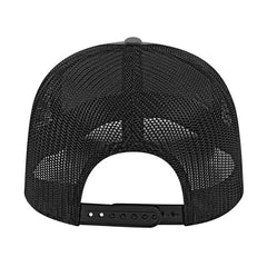 Cap America I3028 Modified Flat Bill with Mesh Back Cap - Charcoal Black - Dark Gray Black / One Size Fits Most