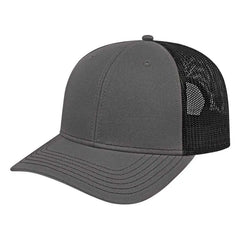 Cap America I3028 Modified Flat Bill with Mesh Back Cap - Charcoal Black - Dark Gray Black / One Size Fits Most