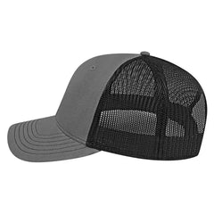 Cap America I3028 Modified Flat Bill with Mesh Back Cap - Charcoal Black - Dark Gray Black / One Size Fits Most