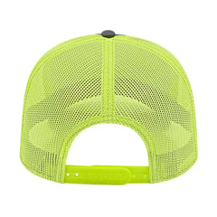 Cap America I3028 Modified Flat Bill with Mesh Back Cap - Charcoal Neon Yellow - Dark Gray Yellow / One Size Fits Most