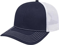 Cap America I3028 Modified Flat Bill with Mesh Back Cap - Navy White - Navy White / One Size Fits Most
