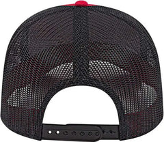Cap America I3028 Modified Flat Bill with Mesh Back Cap - Red Black - Red Black / One Size Fits Most
