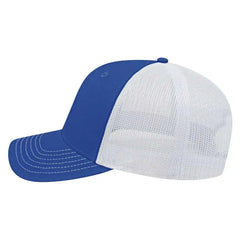 Cap America I3028 Modified Flat Bill with Mesh Back Cap - Royal White - Royal White / One Size Fits Most