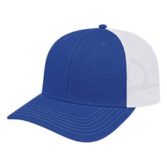 Cap America I3028 Modified Flat Bill with Mesh Back Cap - Royal White - Royal White / One Size Fits Most