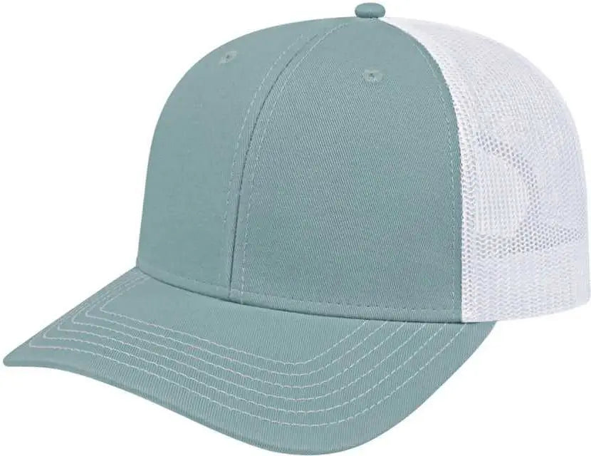Cap America I3028 Modified Flat Bill with Mesh Back Cap - Smoke Blue White - Smoke Blue White / One Size Fits Most