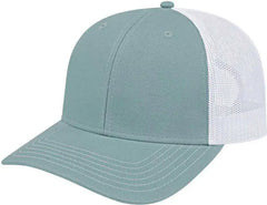 Cap America I3028 Modified Flat Bill with Mesh Back Cap - Smoke Blue White - Smoke Blue White / One Size Fits Most