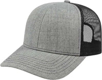 Cap America I3035 Blended Wool Acrylic Modified Flat Bill with Mesh Back Cap - Heather Black - Gray Black / One Size