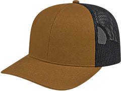 Cap America I3038 Poly/Cotton Mesh Back Cap - Carame Black - Tan Black / One Size Fits Most