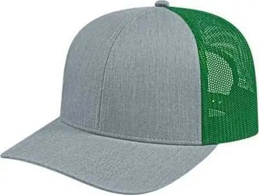 Cap America I3038 Poly/Cotton Mesh Back Cap - Heather Kelly Green - Gray Kelly / One Size Fits Most