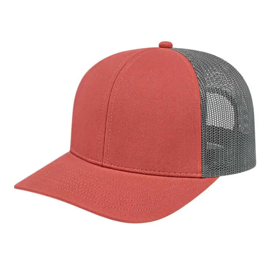 Cap America I3038 Poly/Cotton Mesh Back Cap - Nantucket Red Charcoal - Red Dark Gray / One Size Fits Most