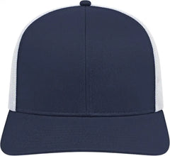 Cap America I3038 Poly/Cotton Mesh Back Cap - Navy White - Navy White / One Size Fits Most