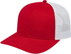 Cap America I3038 Poly/Cotton Mesh Back Cap - Red White - Red White / One Size Fits Most