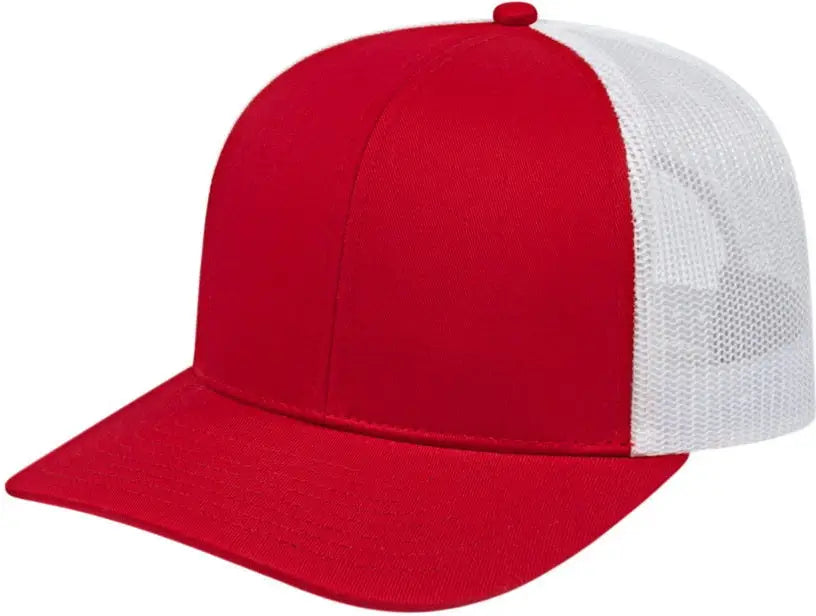 Cap America I3038 Poly/Cotton Mesh Back Cap - Red White - Red White / One Size Fits Most