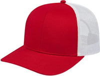 Cap America I3038 Poly/Cotton Mesh Back Cap - Red White - Red White / One Size Fits Most