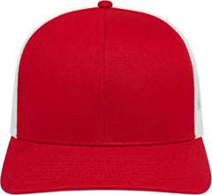 Cap America I3038 Poly/Cotton Mesh Back Cap - Red White - Red White / One Size Fits Most