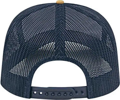 Cap America I3038 Poly/Cotton Mesh Back Cap - White Amber Navy - White Gold / One Size Fits Most