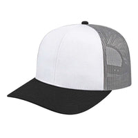 Cap America I3038 Poly/Cotton Mesh Back Cap - White Black Gray - White Black / One Size Fits Most
