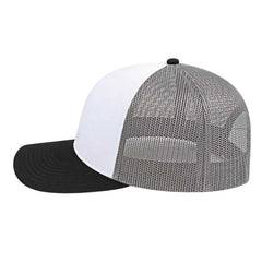 Cap America I3038 Poly/Cotton Mesh Back Cap - White Black Gray - White Black / One Size Fits Most