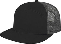 Cap America i3057 7 Panel Trucker Mesh Back Cap - Black Charcoal - Black Charcoal / One Size Fits Most