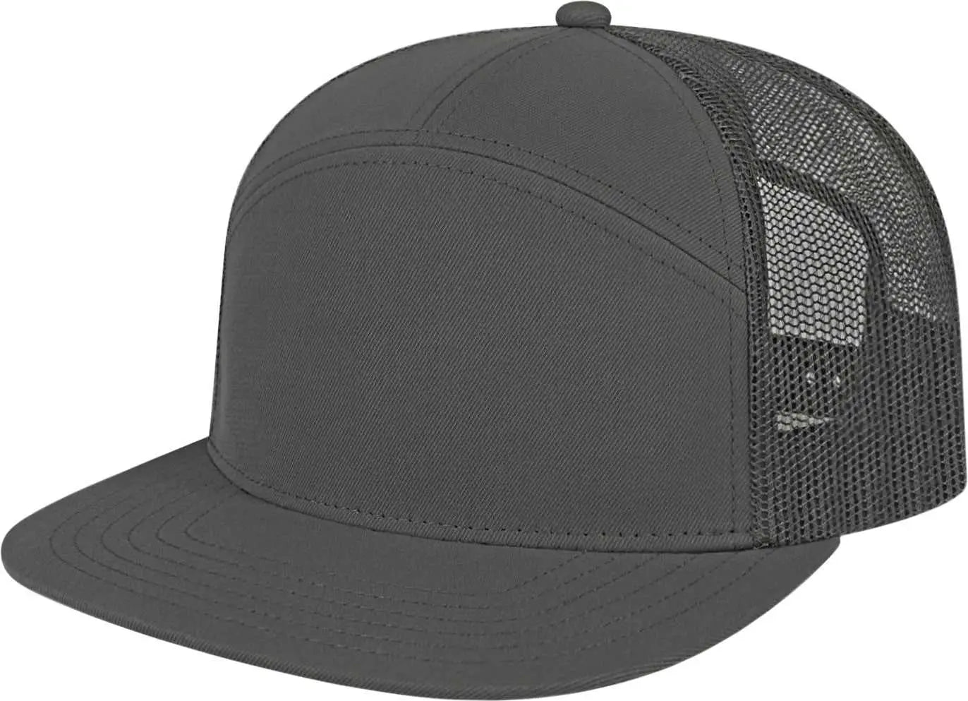 Cap America i3057 7 Panel Trucker Mesh Back Cap - Charcoal - Charcoal / One Size Fits Most