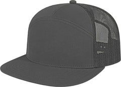 Cap America i3057 7 Panel Trucker Mesh Back Cap - Charcoal - Charcoal / One Size Fits Most