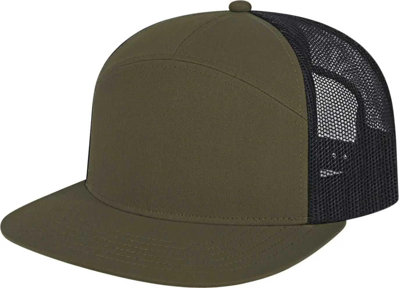 Cap America i3057 7 Panel Trucker Mesh Back Cap - Loden Black - Loden Black / One Size Fits Most