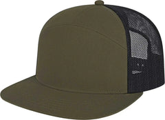 Cap America i3057 7 Panel Trucker Mesh Back Cap - Loden Black - Loden Black / One Size Fits Most